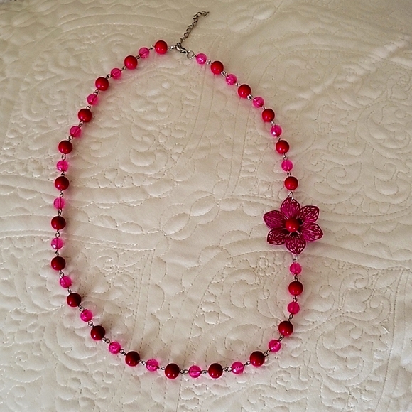 Hot Pink Dress w/necklace! Super Cute - Picture 2 of 4